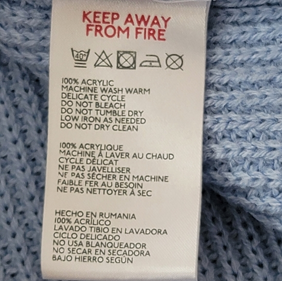 silence + noise Blue Sweater with Bell Sleeves and Strings. Size S - Picture 5 of 6